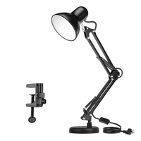 Lampe de bureau d'architecte à bras articulé noir et blanc avec base à pince, lampe de lecture réglable pour la maison, le bureau et l'étude