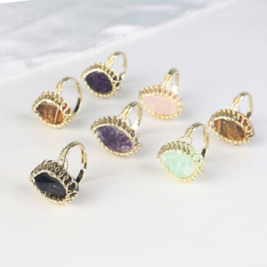 Wholesale Natural Crystal Rough Rose Quartz Handmade <b>Wire</b> Wound Ring - Product Image 1