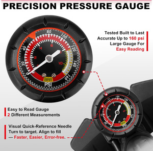 <span class=keywords><strong>Pompe</strong></span> à vélo portable FAST BEE Mini 300 PSI, gonfleur d'air manuel en acier avec manomètre, valve Schrader Presta <span class=keywords><strong>Dunlop</strong></span>, VTT, route - Product Image 2