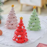 Keramik-Weihnachtsbaum-Ornamente Weihnachtsmann-Nachtlichter Umweltfreundlich Glänzende Oberfläche Anpassbares Festliches Geschenk