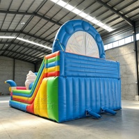 Château gonflable commercial avec toboggan, thème Grande Roue et Clown, aire de jeux de cirque pour location commerciale en extérieur