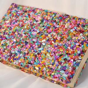 Robe colorée de haute qualité sacs de soirée dames mode strass et incrustation de coquillages embrayages à chaîne carrée - Product Image 5