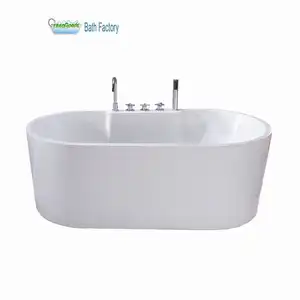 CE Home Bathtub 180 cm Side To The Wall Free Standing Comfortable Shower Acrylic Soaker Center Drain Air Big Size White Bath Tub