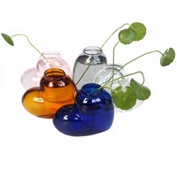 Vase en verre borosilicate de haute qualité, couleur primaire créative, fait main, arrangement floral, décoration hydroponique pour table à manger