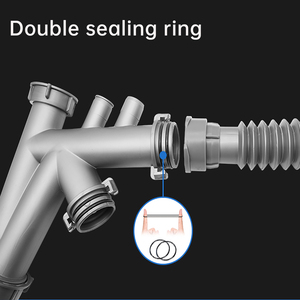 Bộ Ống Thoát Nước Nhà Bếp Chống Mùi V Sâu 40Mm Với Ống Thoát Nước Ống Co Rút Trái Và Phải Có Thể Mở Rộng Với Ống Thoát Nước - Product Image 3