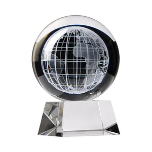 地球の3Dクリスタルグローブ文鎮レーザー刻印世界地図ビジネスオフィスギフト用クリスタルスフィアボール
