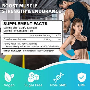 Cápsulas de Creatina Monohidrato OEM/ODM, Suplemento de Creatina, Apoya la Fuerza Muscular y la Resistencia al Ejercicio para Hombres y Mujeres - Product Image 4