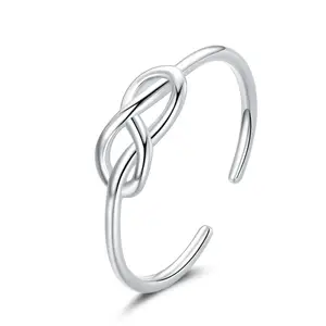 Authentic 925 Sterling Silver Geometric Infinity Symbol Finger Rings for Women Engagement Statement Jewelry BSR143