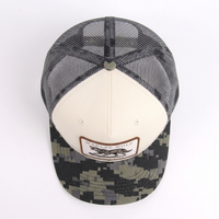 Gorra de béisbol trucker snapback casual de verano de 5 paneles de malla con camuflaje digital y logo de animal, con parche bordado personalizado vintage, al por mayor