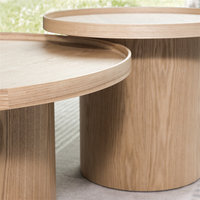 Ensemble de Tables Basses Rondes et Modernes Scandinaves en Bois pour Salon