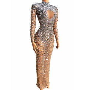 Verano brillante plata perlas diamantes <span class=keywords><strong>de</strong></span> imitación trajes <span class=keywords><strong>de</strong></span> baile para <span class=keywords><strong>mujer</strong></span> ropa club nocturno cantante Noche vestidos <span class=keywords><strong>de</strong></span> <span class=keywords><strong>gala</strong></span> - Product Image 2