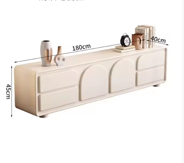 Living Room Furniture Luxury TV Cabinet Rock Slab Stone White Wooden Frame TV Stand Solid Wood Center Table