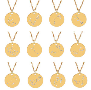 Campione gratuito Attività 12 Constellation Collana In Acciaio Inox Oro <span class=keywords><strong>Astrologia</strong></span> Segno Zodiacale Collana Del Pendente Per Le Donne - Product Image 6