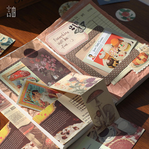 Set per Journaling Artistico Vintage di Tendenza con Carta per Scrapbooking e Quaderno A6 a Quadretti per Ragazze - Product Image 5