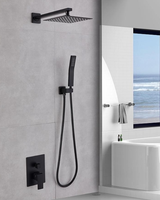 Kit de finition de robinet de douche à effet pluie noir mat à 2 poignées pour la série Modern 14, 10 pouces, 342701-BL
