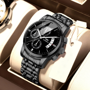 <span class=keywords><strong>OLMECA</strong></span> Gold Herren Luxus Mode Casual Quarzuhr Edelstahlband Chronograph Wasserdicht Modell W068G - Product Image 3