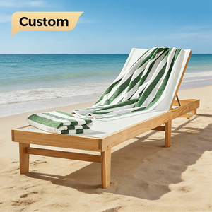 Serviette de plage, piscine, gym et spa For Basics, 100% coton, rectangulaire, rayures cabana, 76 x 152 cm, bleu marine, lot de <span class=keywords><strong>2</strong></span> - Product Image 1