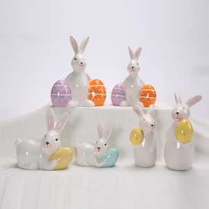 ईस्टर होम ऑफिस टेबल सजावट बनी सजावट प्यारा फार्महाउस ग्राम्य ईस्टर बनी मूर्ति - Product Image 2