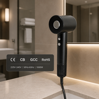 Sèche-cheveux compact haute vitesse 1600W avec moteur sans balais >110 000 tr/min, diffuseur, ions négatifs et contrôle intelligent de la chaleur pour hôtels et camping-cars