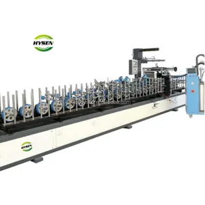 Hysen Houtbewerking Deurframe Pvc Fineer Papier Pur Hete Lijm Profiel Wikkelmachine Voor Wpc