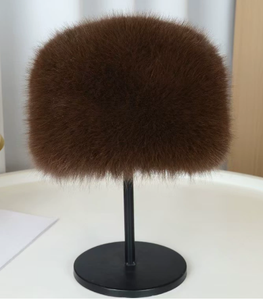 Autumn and winter <b>flat</b>-top <b>hat</b>, warm imitation fur, bucket-shaped plush <b>hat</b> - Product Image 3