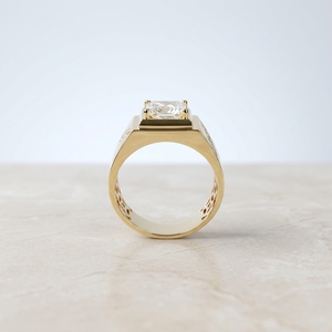 HQ 젬스 IIG 18K 옐로우 골드 남성 반지 2캐럿 D VS1 프린세스 컷 랩 다이아몬드 약혼 반지 - Product Image 5