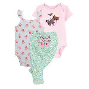 Set di <span class=keywords><strong>Abbigliamento</strong></span> Estivo per Neonati, Completo 3 Pezzi con Body, Pantaloni e Cardigan per Bambini e Bambine - Product Image 4