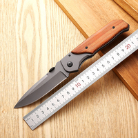 Couteau de survie compact et polyvalent pour l'extérieur, couteau de poche DIY OEM, manche en bois de rose, ouvre-boîte, couteau utilitaire de chasse pour l'autodéfense