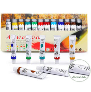 Peinture acrylique extrudée 36 couleurs 12ml, ensemble de stylos pinceaux pour enfants, dessin sur toile et papier - Product Image 2