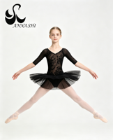 Anna Shi Stage Boutique Tutu de ballet Justaucorps de ballet sans manches pour filles avec jupe Cute Ballet Performance Dance Wear