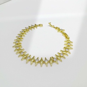 Bracelet à maillons en argent sterling 925 plaqué or, style hip-hop punk unisexe, avec perles, collection 2026 - Product Image 1