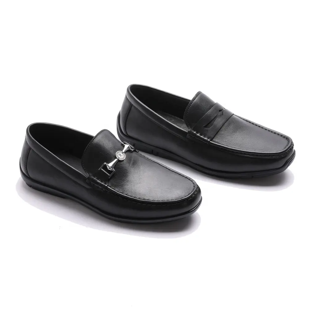 2024 terbaru pabrik kustom kulit hitam pria Slip On Sepatu mokasin mengemudi Formal Sepatu Loafer