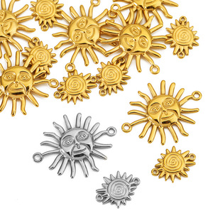 Connecteur pendentif soleil en acier inoxydable plaqué or 18 carats à double trou pour la fabrication de bracelets, composants de bijoux - Product Image 4