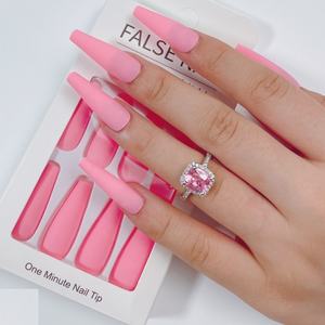 24 faux ongles longs en acrylique style <span class=keywords><strong>ballerine</strong></span>, demi-français, à presser, couvrance totale, outils de <span class=keywords><strong>manucure</strong></span> professionnels, beauté des ongles - Product Image 2