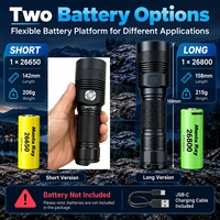 Lampe torche tactique TC68 24W, haute luminosité, longue portée, 5 modes, aluminium, IP66, portée du faisceau 400-500M, rechargeable, batterie 26650, USB-C