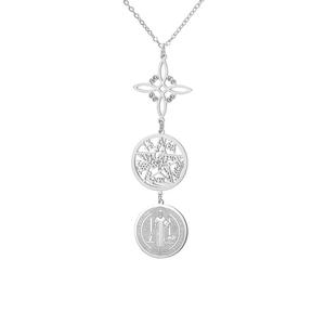 Collier pendentif triple protection en gros, nœud de sorcière, pentagramme, tétragrammaton, Saint-Benoît, acier inoxydable, amulette spirituelle - Product Image 5