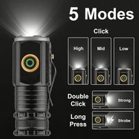 Senter LED Mini EDC Terang dengan Klip Pena, Magnet di Ujung, Aluminium, Dapat Diisi Ulang via USB, Lampu Camping, Senter Taktis