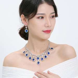 เพทายลูกบาศก์คลาสสิกสร้อยคอสี่สีหยดน้ำตาขนาดใหญ่สำหรับผู้หญิงทันสมัยสร้อยคอพลอยเทียมคอ N-1132เครื่องประดับ - Product Image 3