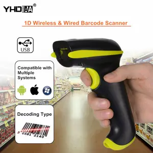 YHD 1D QR Barcode Scanner Wireless And Bluetooth Printed Bar Code Reader Cordless Handheld Barcode Scanner Compact Plug And Play