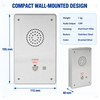 Interphone d'urgence SIP IP mural en alliage d'aluminium, 13W Audio, PoE DC, à activation par touche unique, pour tunnels, métros et espaces publics