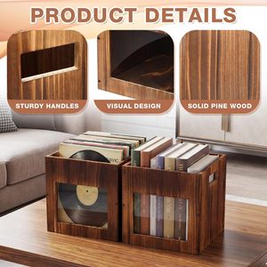 Wooden <b>Storage</b> Box Rectangle Multipurpose With Handle For <b>Clothes</b> Books Toys Office Supplies Living Room Organization - Product Image 3