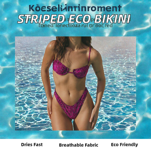 Ensemble bikini sexy violet à imprimé floral avec armatures pour femme, maillot de bain brésilien deux pièces à coupe haute, idéal pour l'été et la plage - Product Image 2