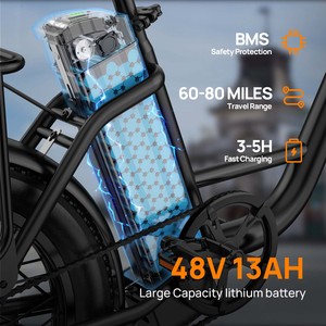 Vélo de ville électrique à pneus larges de 20 pouces, <span class=keywords><strong>moteur</strong></span> arrière, 48V 13Ah 250W, 7 vitesses, écran LCD, service OEM ODM, expédié de Chine - Product Image 4