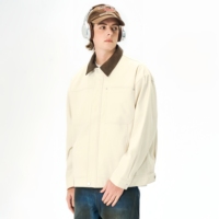 Veste chemise boutonnée à col contrastant pour homme, style streetwear décontracté, coupe oversize avec poche poitrine