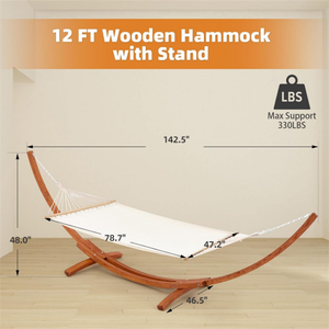 Hamac en bois robuste pour une personne avec support pour extérieur, jardin, balcon, terrasse - Product Image 4