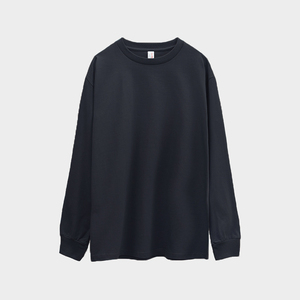 T-shirts pullover vierges en gros Streetwear en coton avec logo personnalisé, mode à manches longues avec épaules tombantes - Product Image 1