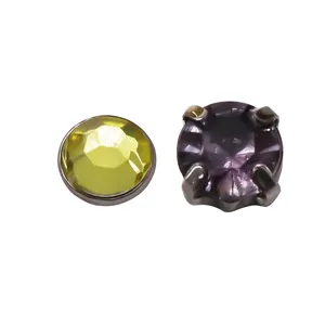 Custom Color Design brass stones jewel rivet stud ab crystal clothing glass rhinestone large yellow gem diamond rivets for shoes