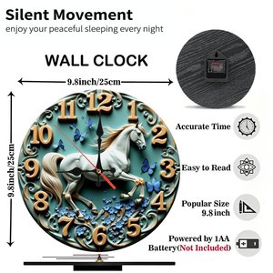 Round Wooden Wall <b>Clock</b> Artistic Minimal Design Quiet <b>Movement</b> Home Living Room Decor 25x25Cm - Product Image 2