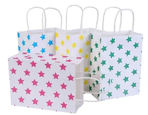 Gift Paper Bag Star Printing Paper Goodie Bag Favour Treats Bags Gift Kraft Paper Bag For Parties And Shopping