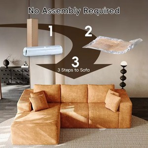 No Assembly Required Vacuum Packed Corduroy Sofa Bed Convertible Couch To Bed Tatami Style For Tiny Living Space And Guest Rest - Product Image 4